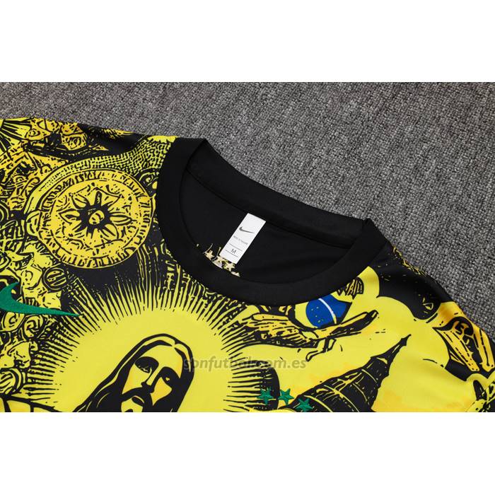 Chandal del Brasil Jesus Manga Corta 2024-2025 Amarillo - Pantalon Corto